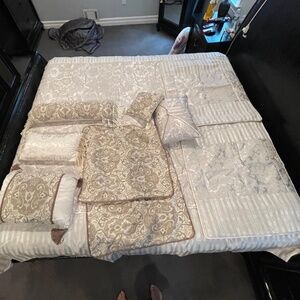 Cream and gold comforter